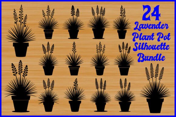 24 Lavender Plant Pot Silhouette SVG Set