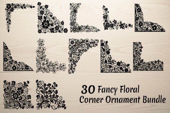 30 Fancy Floral Corner Ornament Bundle