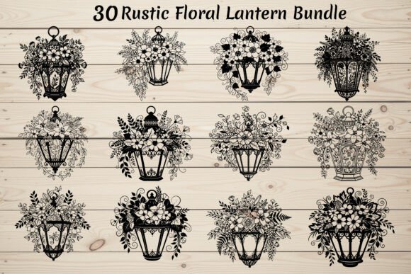 30 Rustic Floral Lantern Bundle