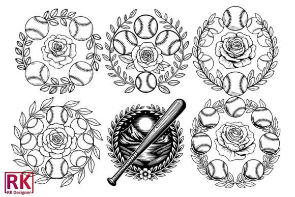 Baseball Rose SVG Design Bundle