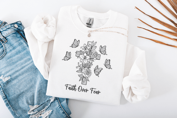 Faith over Fear Floral Cross Design