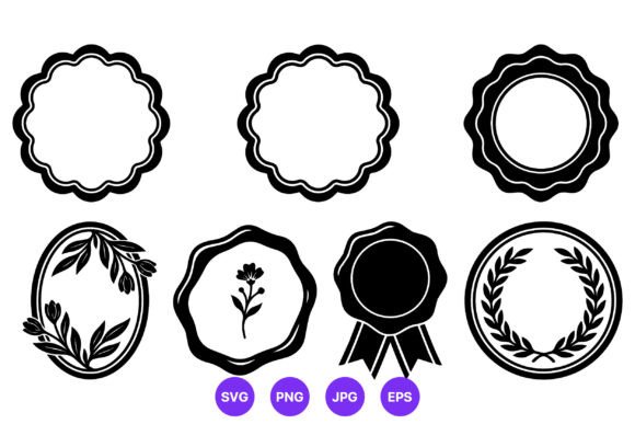 Floral Badge Wreath Vector