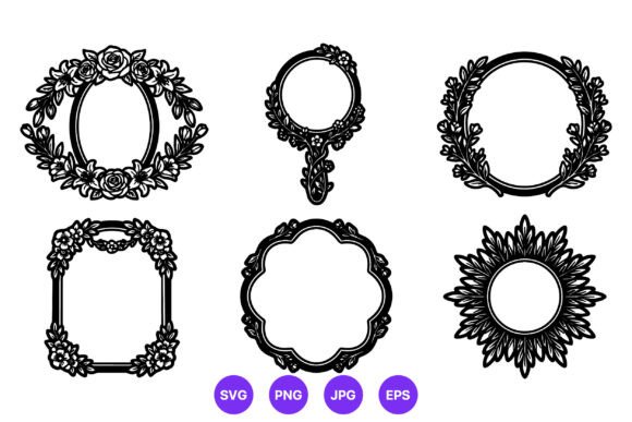 Floral Black Wreath Vector Art