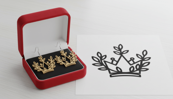 Floral Crown Earring Laser Cut File
