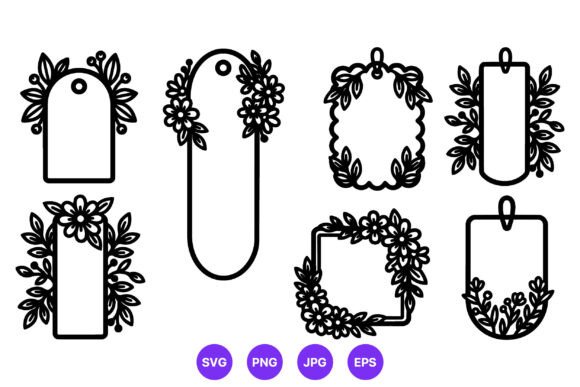 Floral Frame and Tag Vector Art