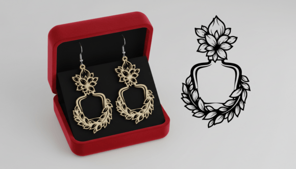 Floral Frame Earring Laser Cut Design