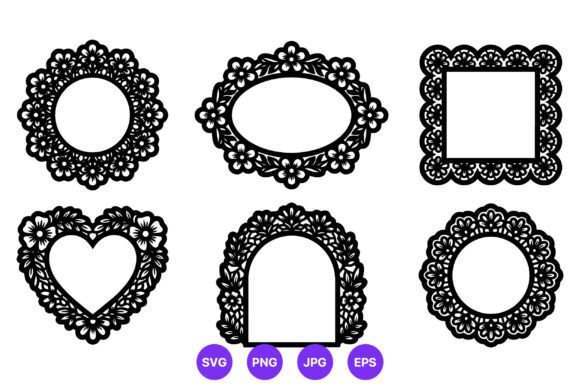 Floral Lace Frames Vector Set