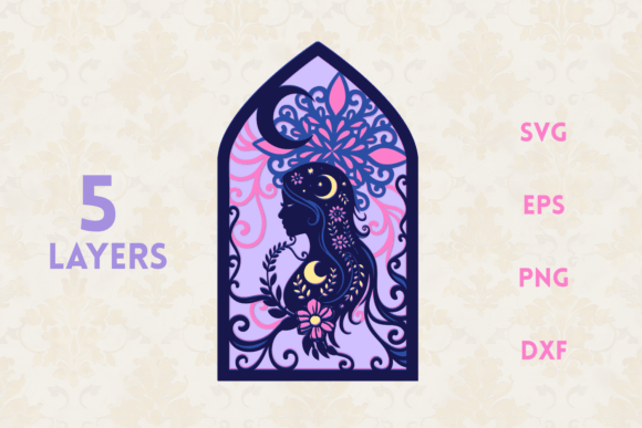 Floral Mandala Fairy with Moon