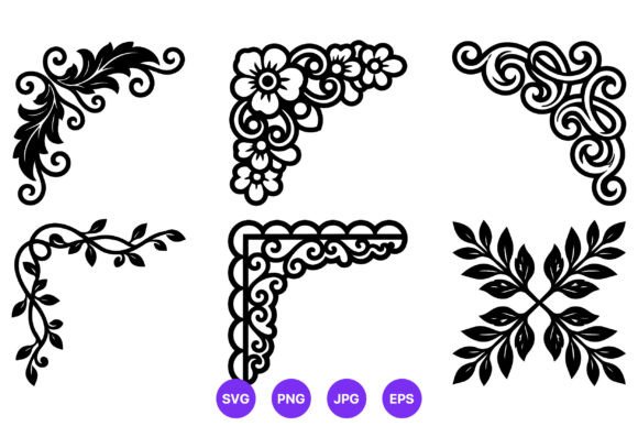 Floral Ornamental Corner Vector Set