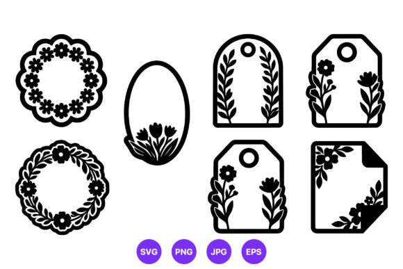 Floral Wreath and Tag Vector