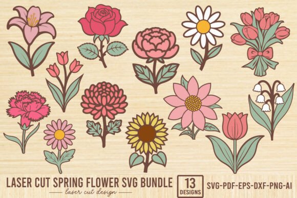 Spring Flower Laser Cut SVG Bundle